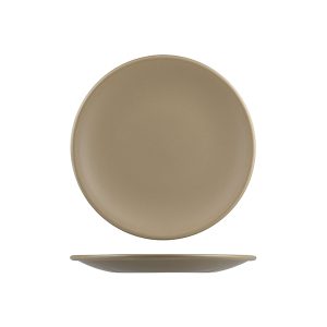 LONGFINE NATURAL SATIN ROUND COUPE PLATE BROWN 325MM