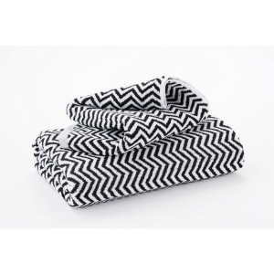 CANASIN FACE TOWEL HERRINGBONE BLACK/WHITE