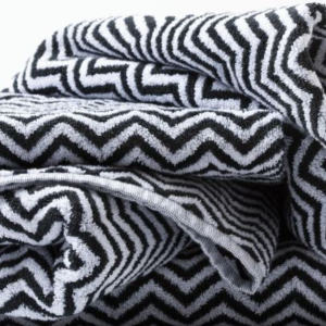 CANASIN BATH TOWEL HERRINGBONE BLACK/WHITE