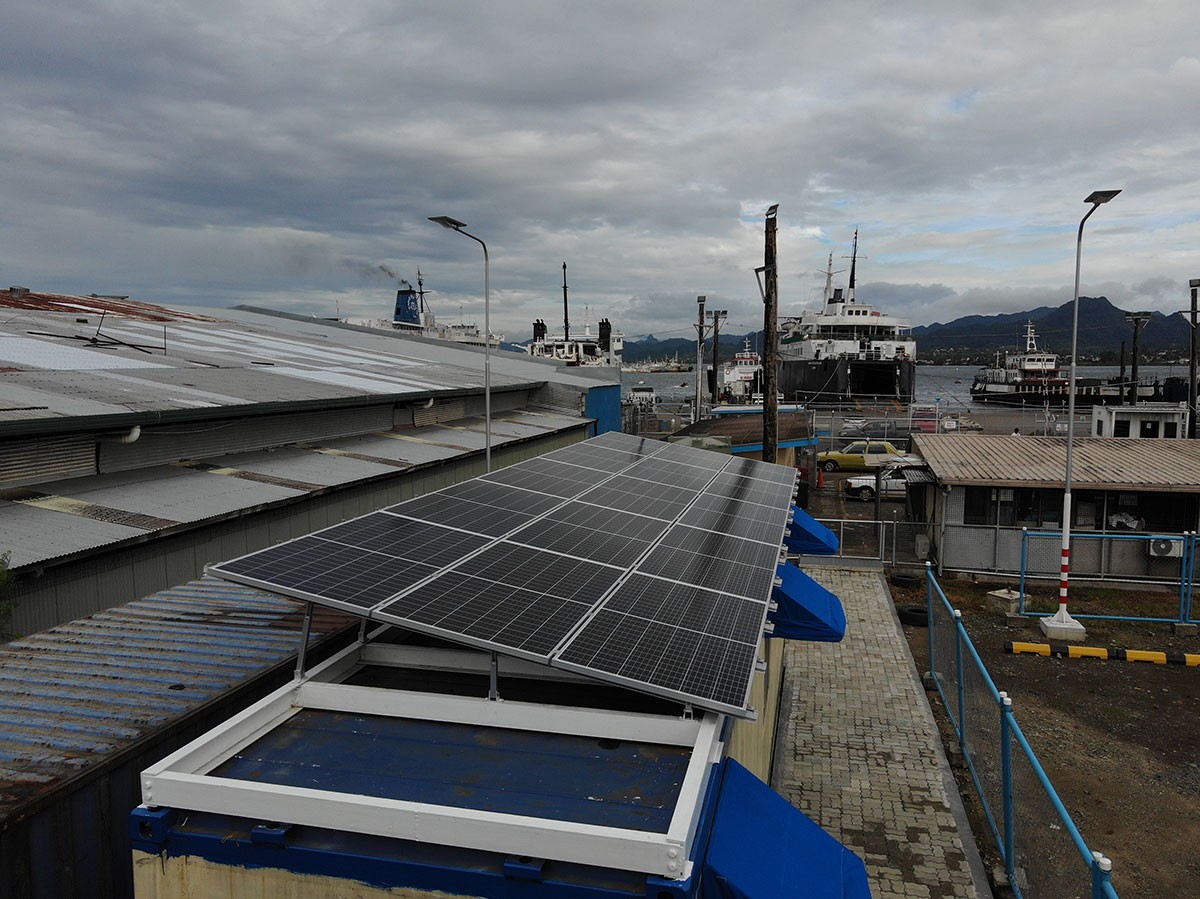 Fiji Ports Solar Installation atop Refurbished Container Office